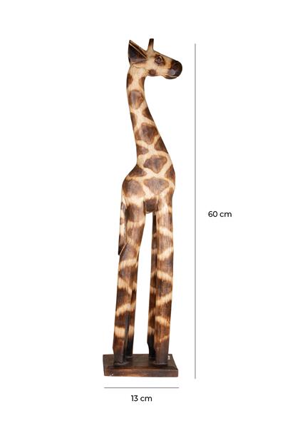 Dekoratif Ahşap Zurafa Objesi El Yapımı Doğal Tasarım 13 cm x 60 cm