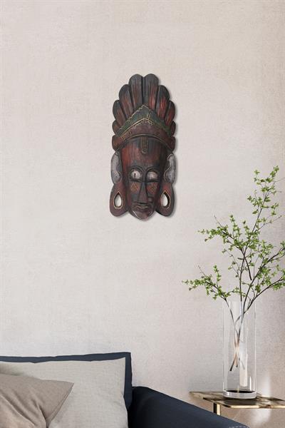 Dekoratif Duvar Objesi Ahşap Kötü Ruhları Uzaklaştıran Maske