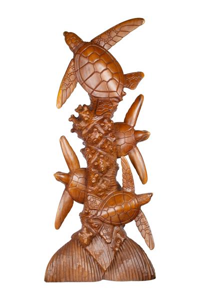 Doğal Ahşap Oyma Kaplumbağa El Yapımı Tek Parça 40 cm x 97 cm