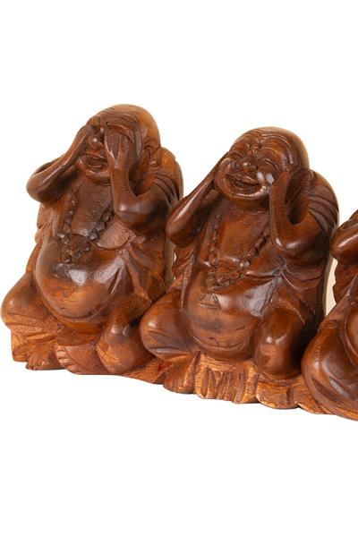 El Yapımı Ahşap 3 Maymun Görmedim, Duymadım, Bilmiyorum 13 cm x 30 cm