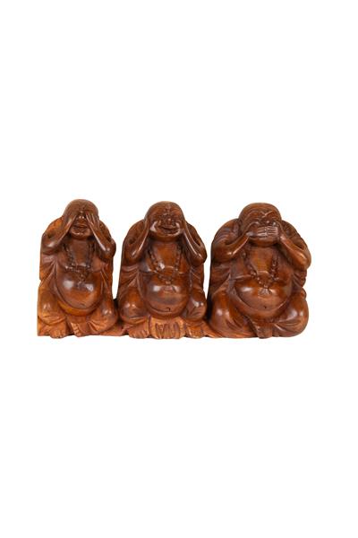 El Yapımı Ahşap 3 Maymun Görmedim, Duymadım, Bilmiyorum 13 cm x 30 cm