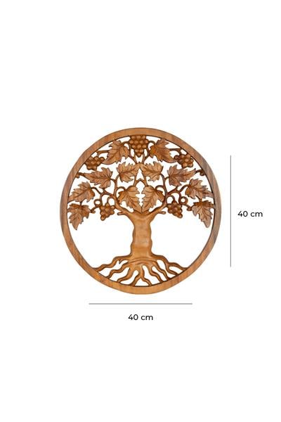 Tek Parça Ahşap El Yapımı Hayat Ağacı 40 cm x 40 cm