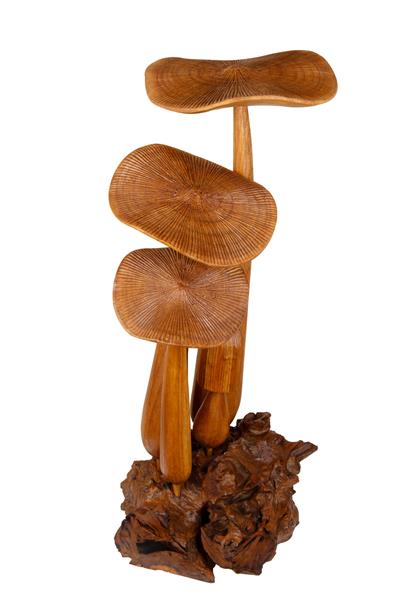 Tek Parça Dekoratif Mantar El Yapımı Ahşap Obje 40 cm x 65 cm