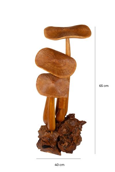 Tek Parça Dekoratif Mantar El Yapımı Ahşap Obje 40 cm x 65 cm