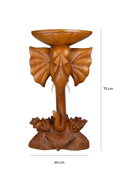 Tek Parça El Yapımı Fil Dekoratif Obje ve Sehpa 40 cm x 75 cm