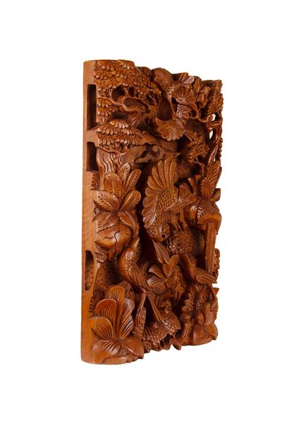 Tek Parça El Yapımı Oyma Tablo Doğal Ahşap Sanatı 33 cm x 48 cm