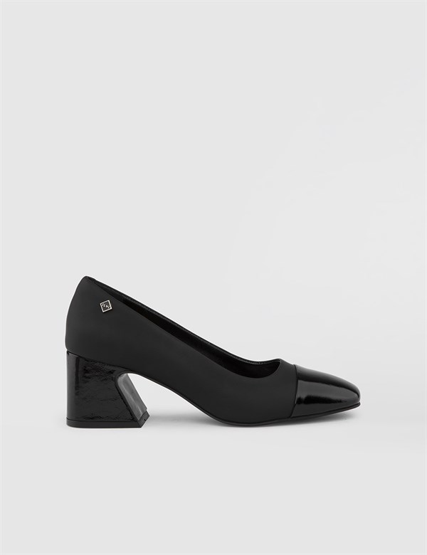 Gosar Hakiki Rugan Mat Deri Kadın Siyah Topuklu Ayakkabı