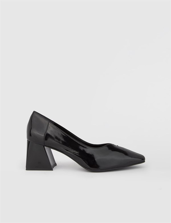 Maija Hakiki Rugan Deri Kadın Siyah Topuklu Ayakkabı