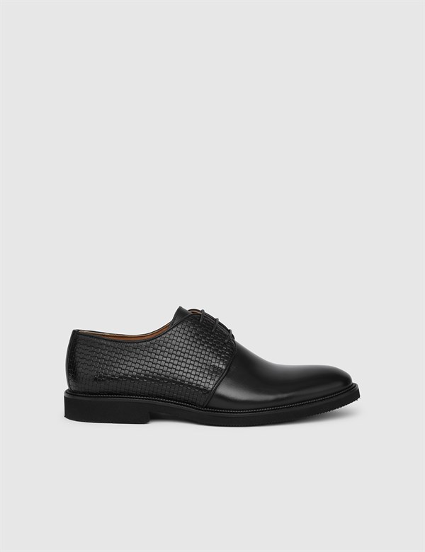 Marion Hakiki Desenli Deri Erkek Siyah Klasik Ayakkabı