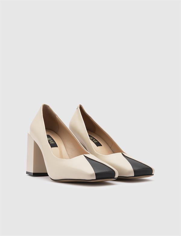 Acair Beige Leather Women's Pump