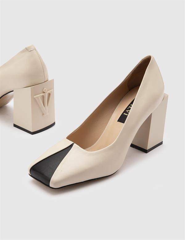 Acair Beige Leather Women's Pump