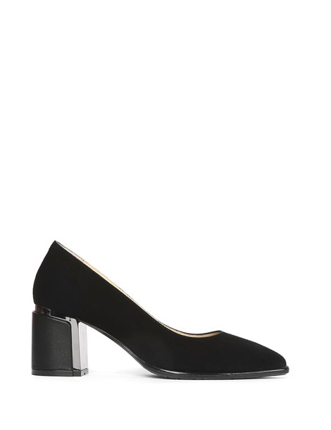 Adala Women's Pump Black Suede-Black Leather