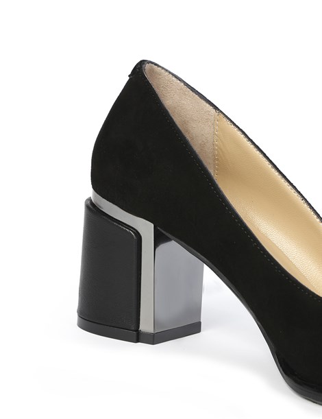 Adala Women's Pump Black Suede-Black Leather