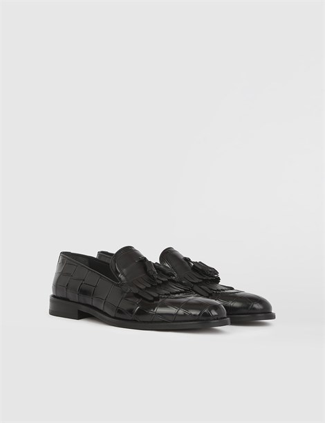 Agar Black Leather Crocodile Men's XXX Shoe