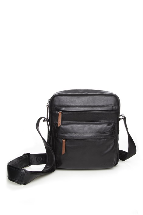 Aid Men's Shoulder's Bag Black Leather