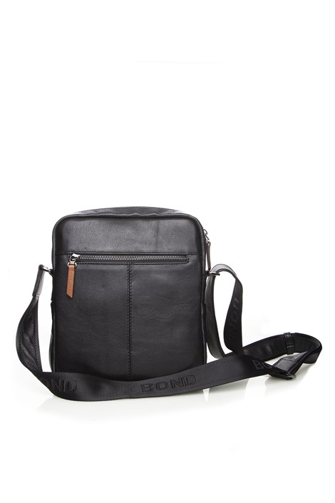 Aid Men's Shoulder's Bag Black Leather