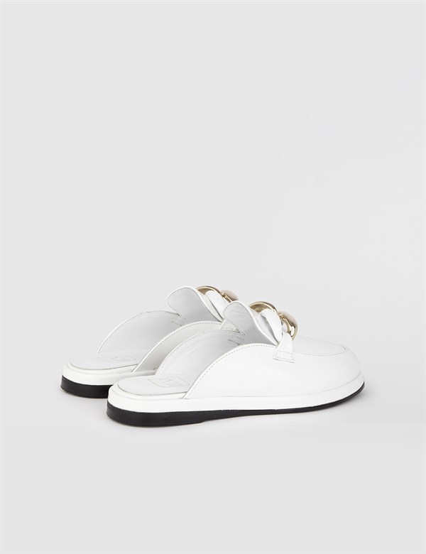 Aila White Patent Leather Women's Mule