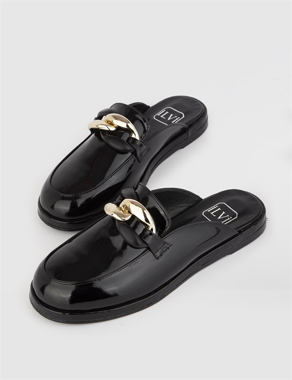 Aila Black Patent Leather Women's Mule