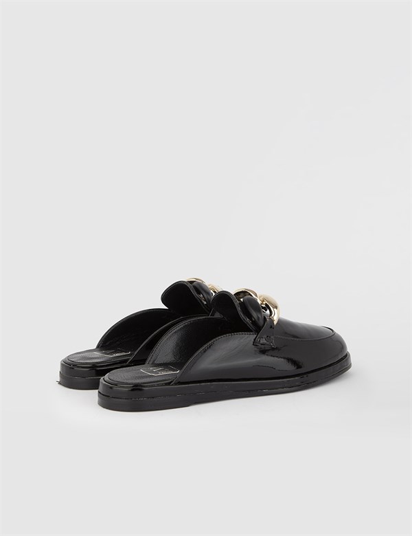 Aila Black Patent Leather Women's Mule