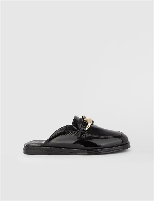 Aila Black Patent Leather Women's Mule