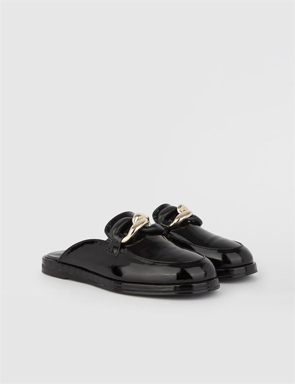 Aila Black Patent Leather Women's Mule