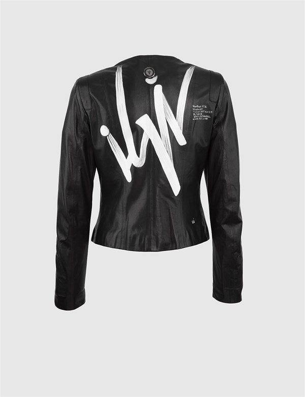 Ainslee Black Women's Leather Bomber Jacket