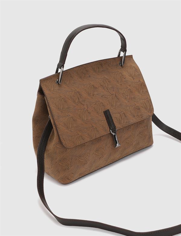 Aires Saddle Brown Printed Leather Women's Handbag