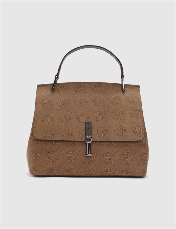 Aires Saddle Brown Printed Leather Women's Handbag