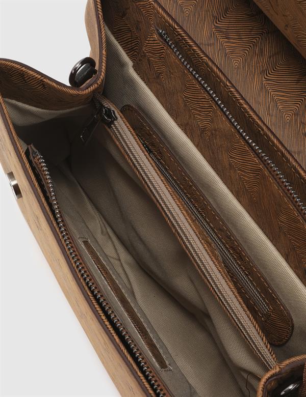 Aires Saddle Brown Printed Leather Women's Handbag