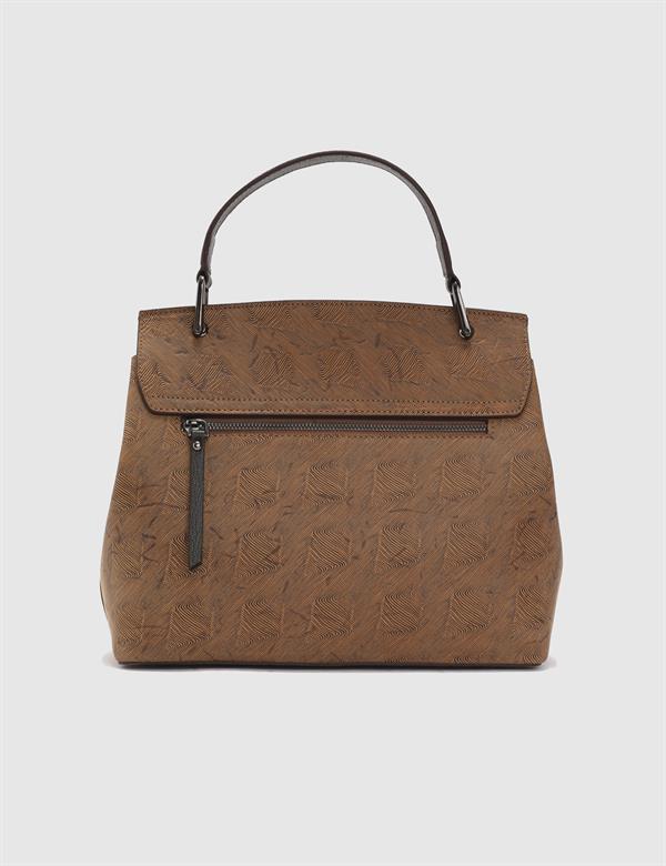 Aires Saddle Brown Printed Leather Women's Handbag