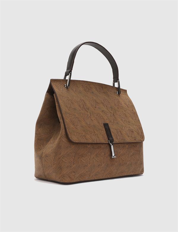 Aires Saddle Brown Printed Leather Women's Handbag