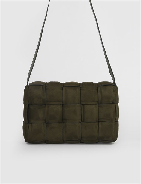Albano Khaki Suede Women's Shoulder Bag