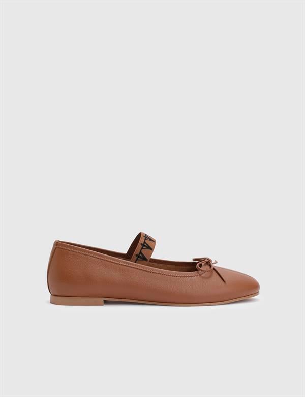 Alcide Saddle Brown Leather Women's Ballerina