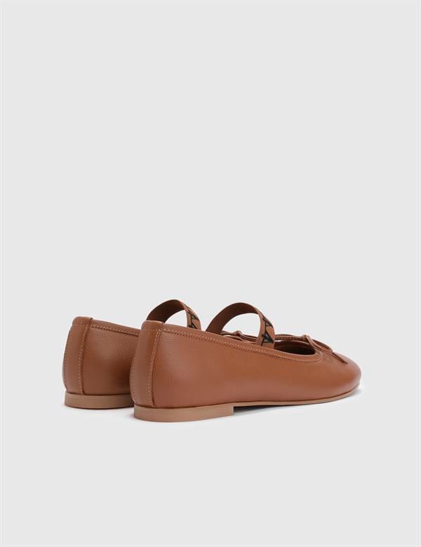 Alcide Saddle Brown Leather Women's Ballerina