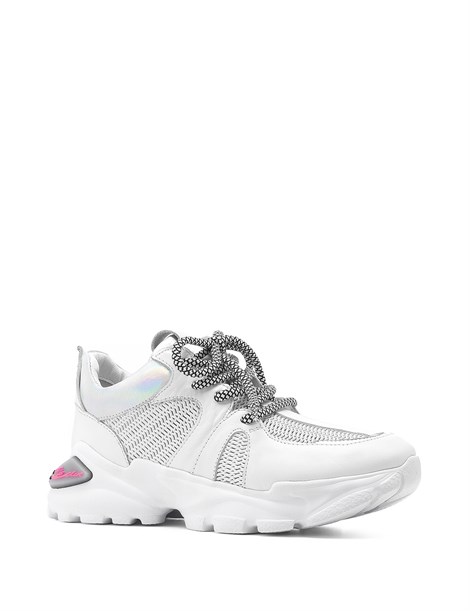 Aleksis Women's Sneaker White-Silver Leather