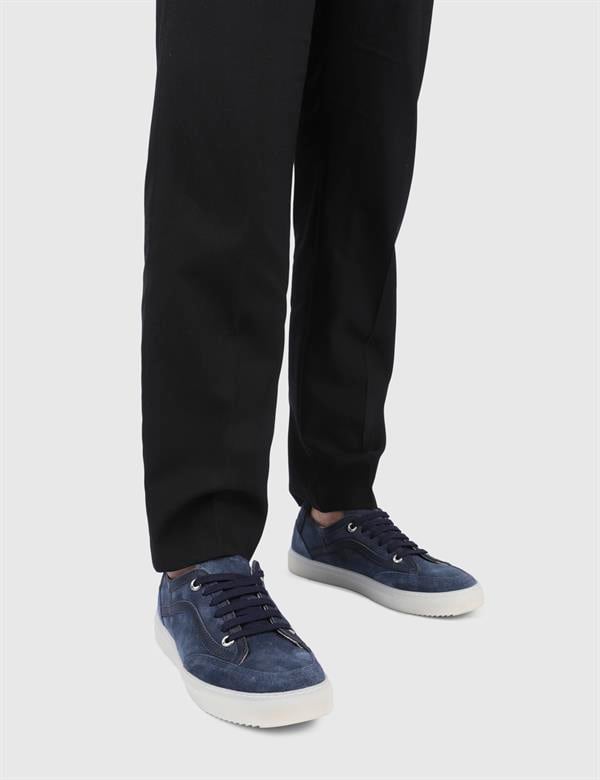 Alfredo Navy Blue Suede-Nappa Leather Men's Sneaker