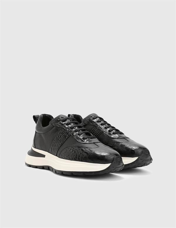 Alonso Black Floater Leather Men's Sneaker