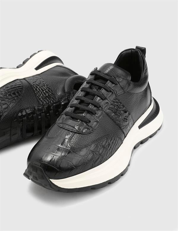 Alonso Black Floater Leather Men's Sneaker