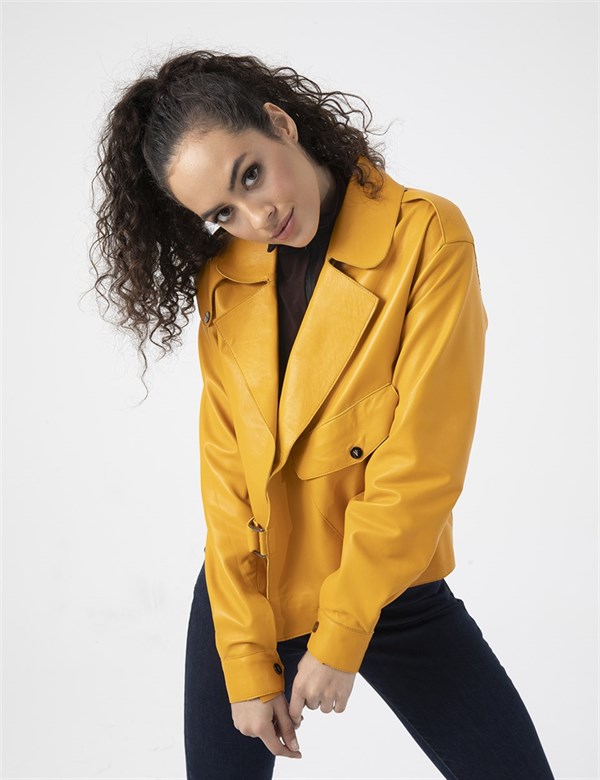 Ange Mustard Leather Women's Jacket
