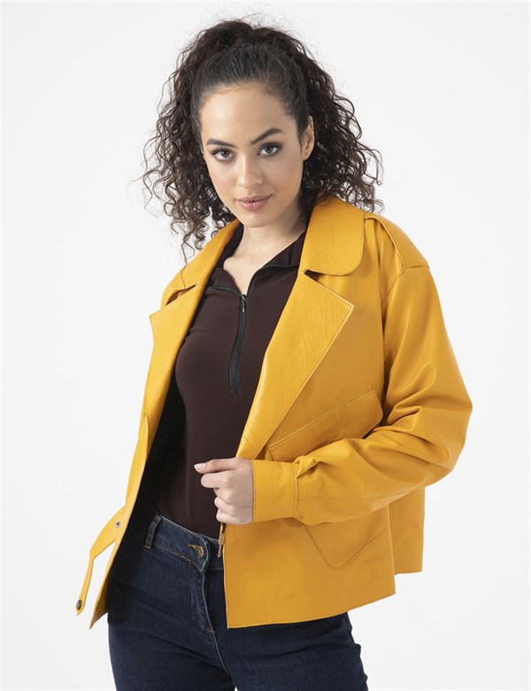 Ange Mustard Leather Women's Jacket