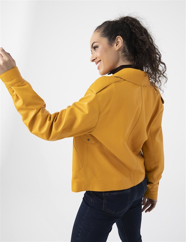Ange Mustard Leather Women's Jacket