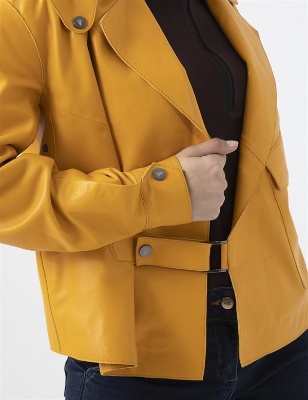 Ange Mustard Leather Women's Jacket