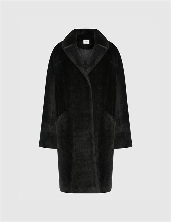 Anita Black Women's Coat with Black Fur