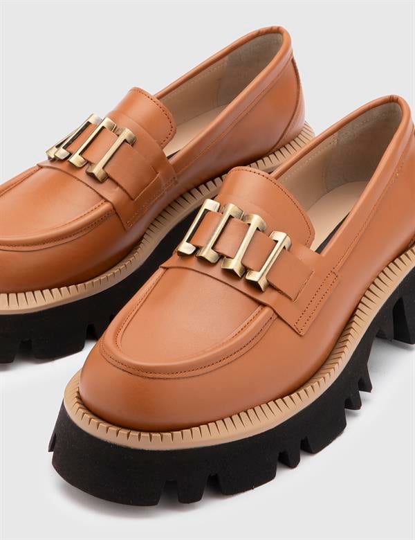 Anto Kadın Loafer Taba Deri