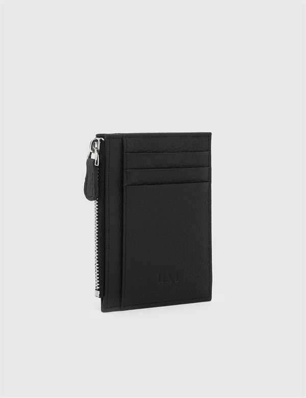 Arad Black Floater Leather Unisex Card Holder