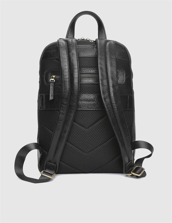 Ares Black Floater Leather Men's Backpack