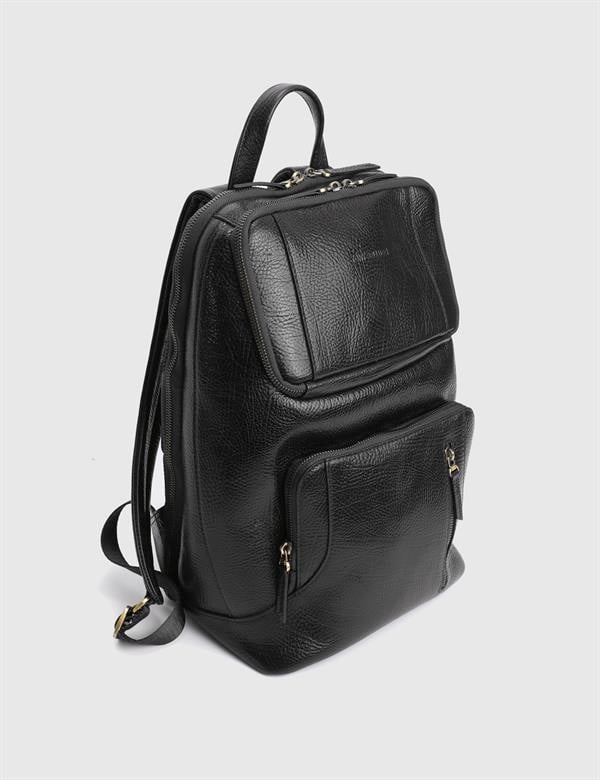Ares Black Floater Leather Men's Backpack