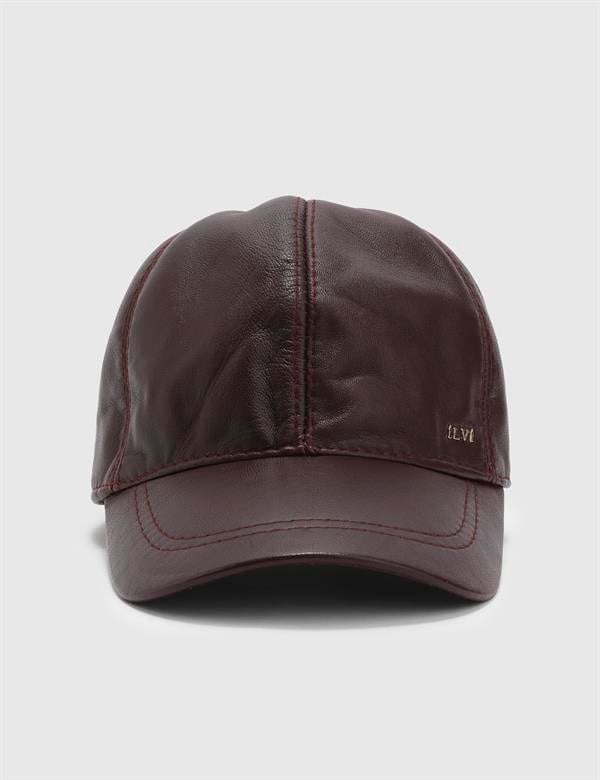 Aretha Dark Burgundy Leather Unisex Hat