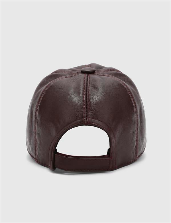 Aretha Dark Burgundy Leather Unisex Hat
