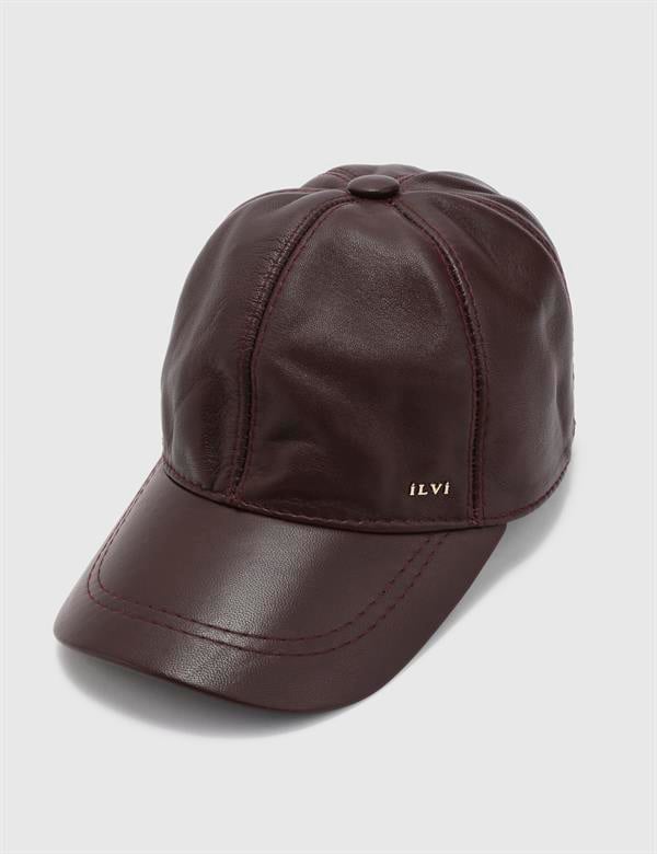 Aretha Dark Burgundy Leather Unisex Hat